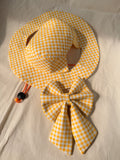 Classic yellow gingham bucket hat and sailor bow for dogs