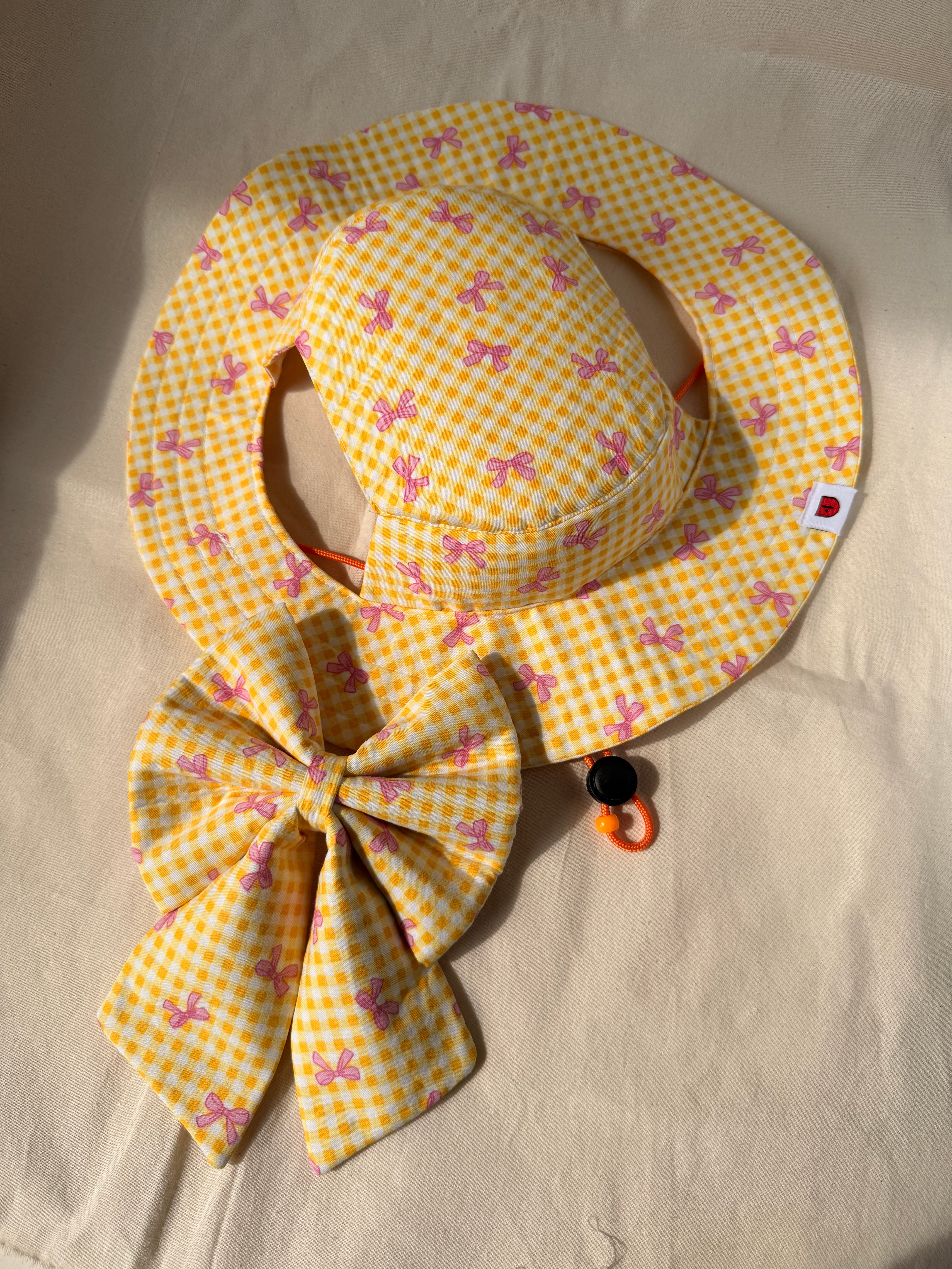 Yellow Ribbon Gingham Set for Girl Dogs