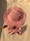 Red Ribbon Gingham Set for Boy Dogs